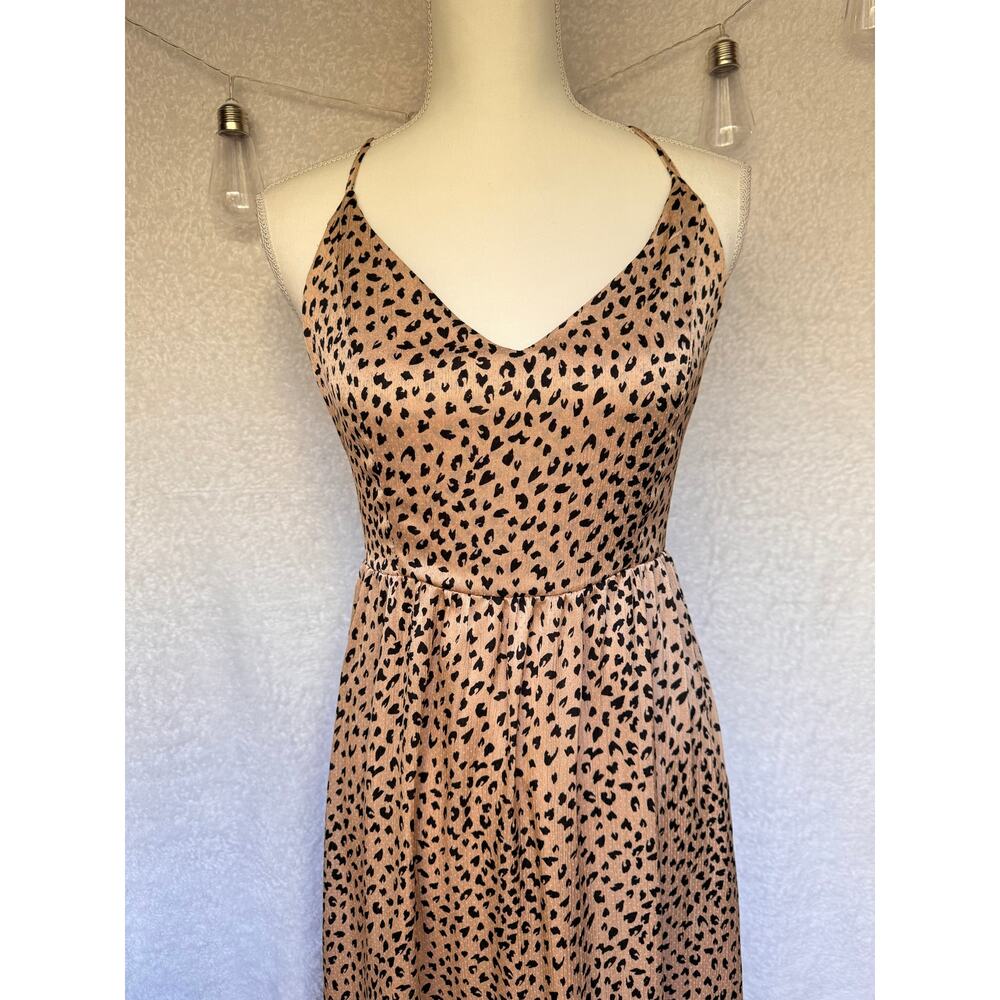 Cupshe Ayana Lace-up Backless Maxi Slip Dress A Line Cheetah Print Women's Small - Picture 5 of 11